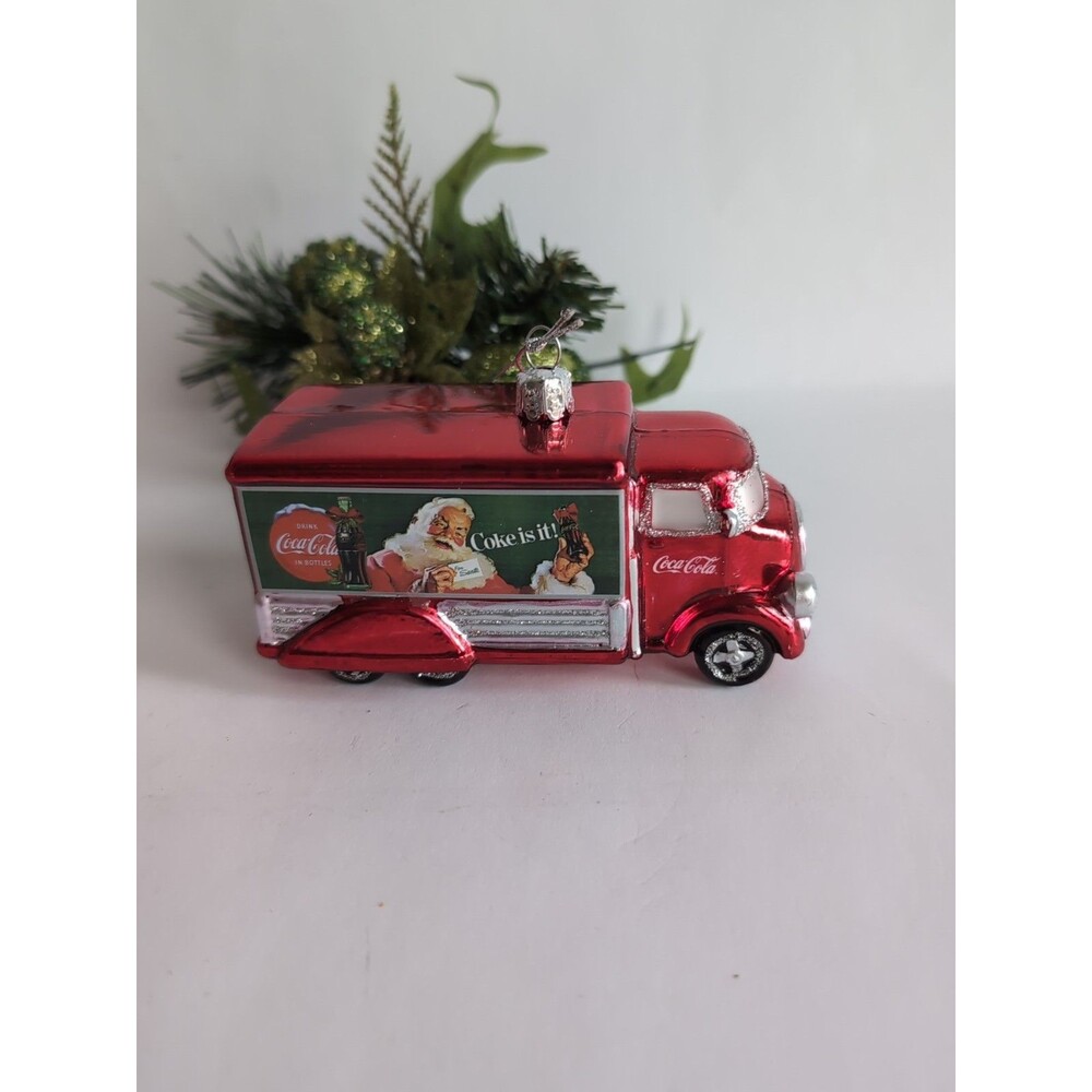 Kurt Alder Coca Cola Coke Christmas Tree Ornament Glass Truck 4 1/2"